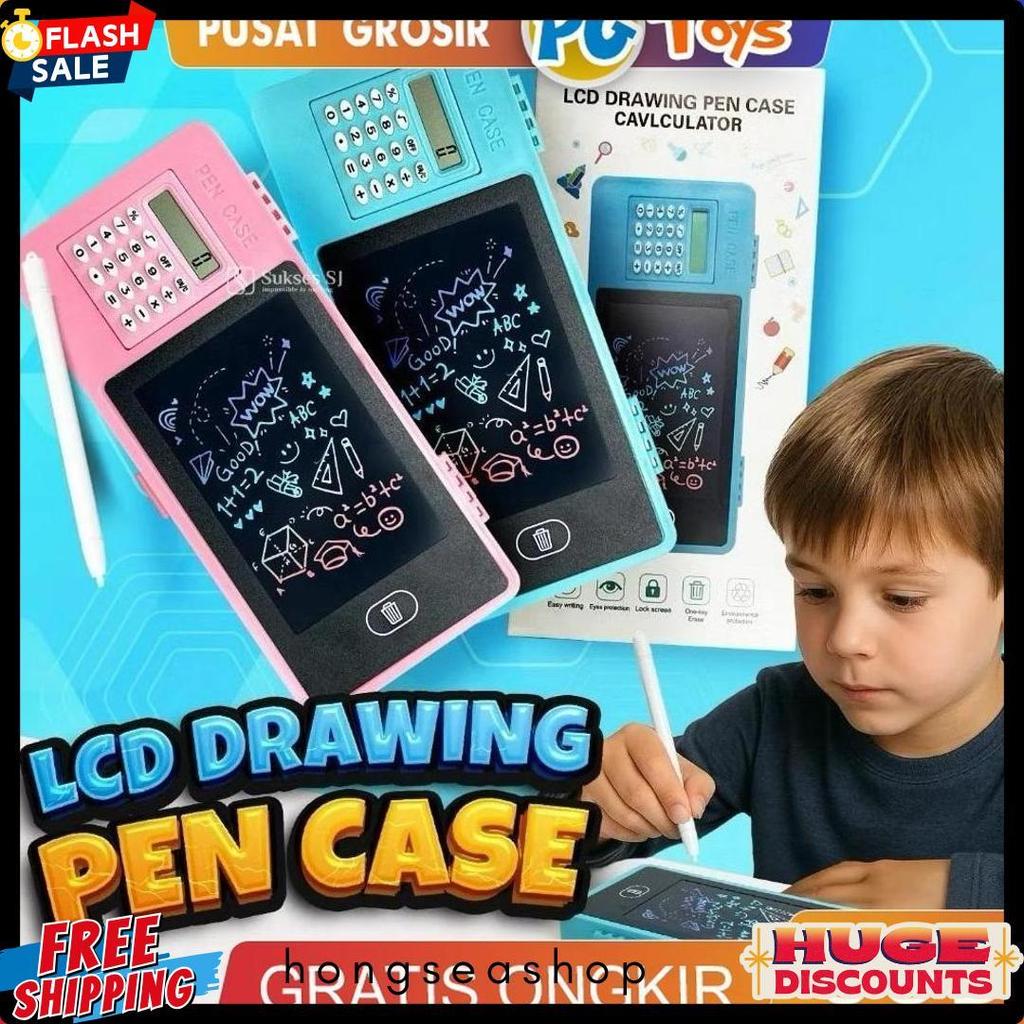 Cuci Gudang Pgtoys  3In1 Lcd Drawing Pad + Kotak Pensil + Kalkulator Keren Box Digital Draw Board Pa
