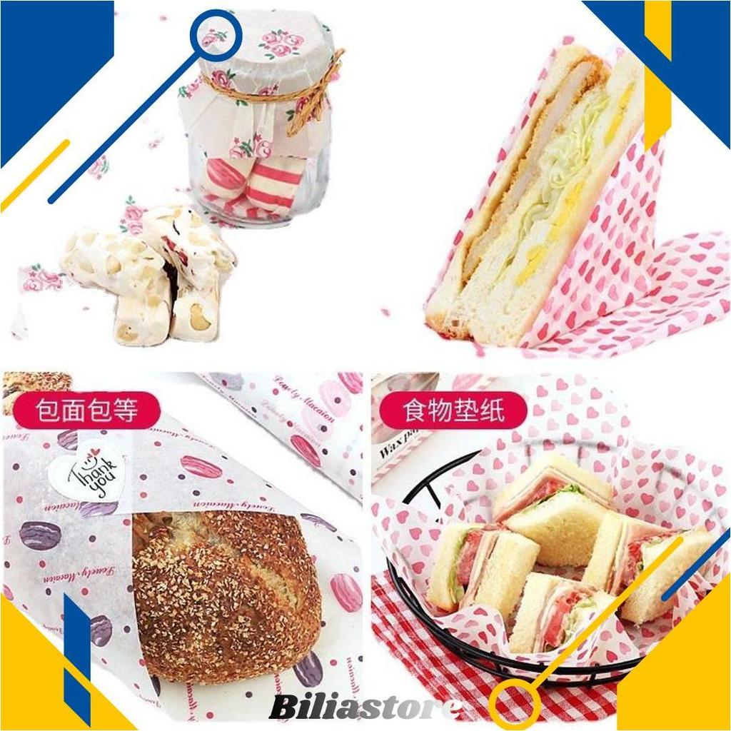 Alas Nasi Bento Kertas Pembungkus Makanan Roti Sandwich Burger Kue Dessert Wax Paper Anti Minyak BOS