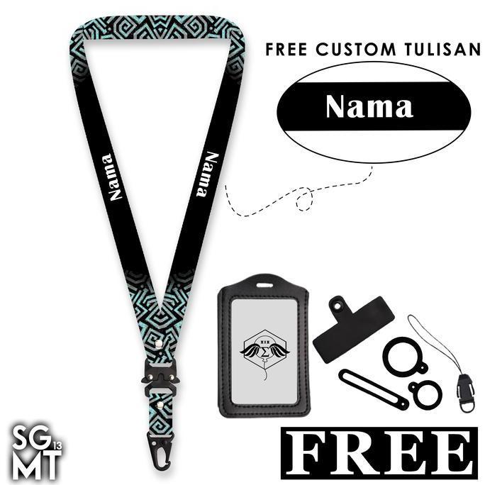 Lanyard Custom Nama Nametag Tali Lanyard Gantungan 2cm Holder Kulit Satuan