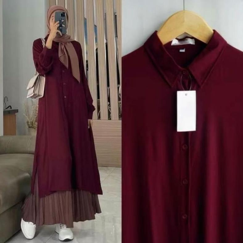 GARANSI [ RAYON TWILL ] LAURA LONG TUNIK RAYON TWILL PREMIUM | ATASAN TUNIK LONG OVERSIZE WANITA