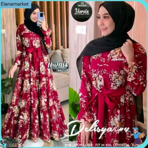 Gamis Bunga Sakura Katun Terbaru Busui Fashion Muslim Syari Kekinian Termurah Remaja Dewasa Original