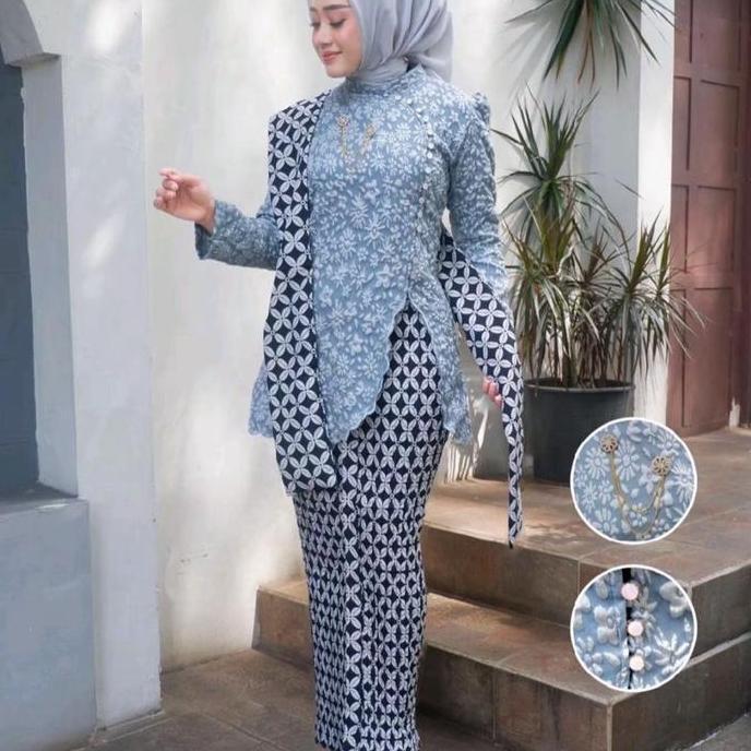 Promo / Leyava Setelan Tunik Fukuro Jaguard Kebaya Pesta Modern Kebaya Jawa Kartini Wisuda Busui Fri
