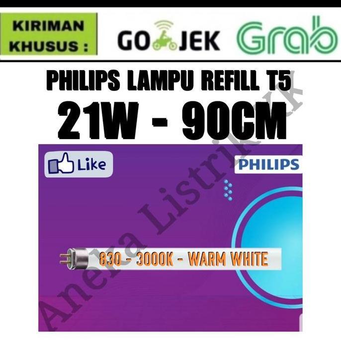 Ready PHILIPS TL T5 21W KUNING WARM WHITE 83 90CM CAHAYA KUNING WARM WHITE 830 REFILL LAMPU ESSENTIA