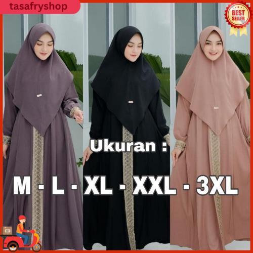 Gamis Kanaya Syar'I Set Khimar Cringkle Airflow Premium - Fashion Muslim Wanita Ukuran Jumbo M - L X