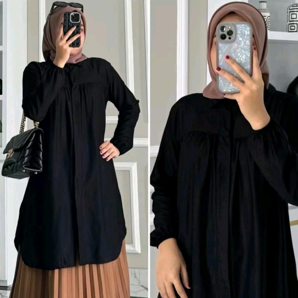 FAVORIT (EXLUSIVE) ADILLA TUNIK WANITA RAYON TWILL ADEM NYAMAN DADA KERUT L XL XXL