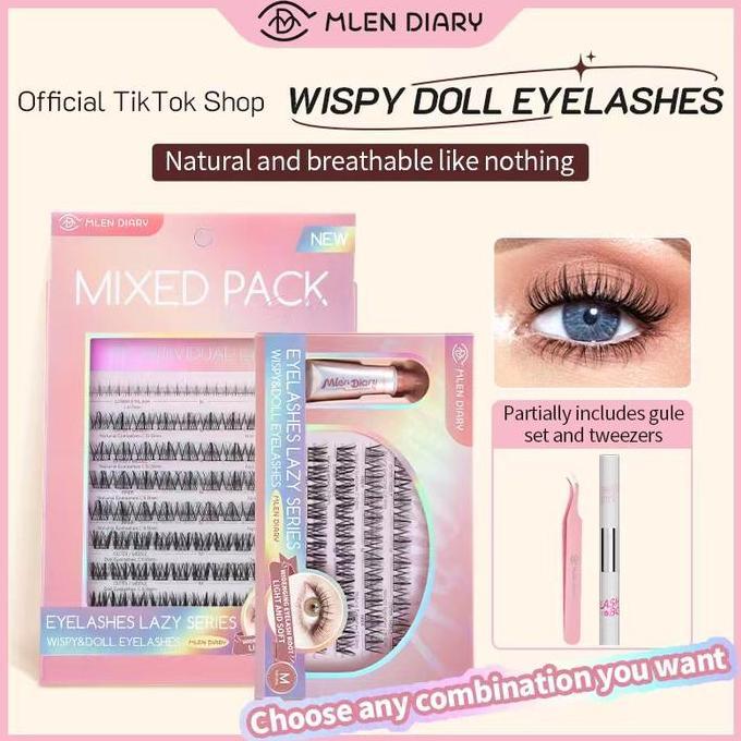 MLEN DIARY Bulumata M Style Individual Segmented Wispy Cluster Terlaris-C Curl dengan panjang 10 - 1