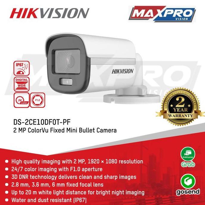 DS-2CE10DF0T-PF HIKVISION TURBO HD CAMERA 2MP COLORVU