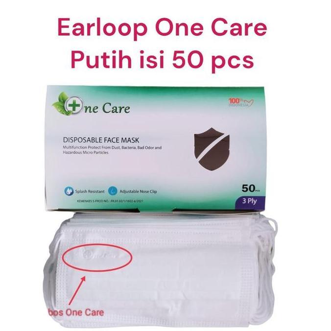 One Care Masker Earloop 3 Ply Embos One Care Isi 50 Pcs Biru Hijau Hitam Putih Kemenkes Ready