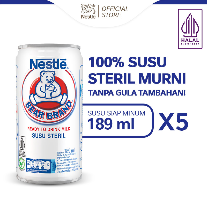 BEAR BRAND Susu Kaleng Susu Beruang Susu Steril 189ml x 5 pcs
