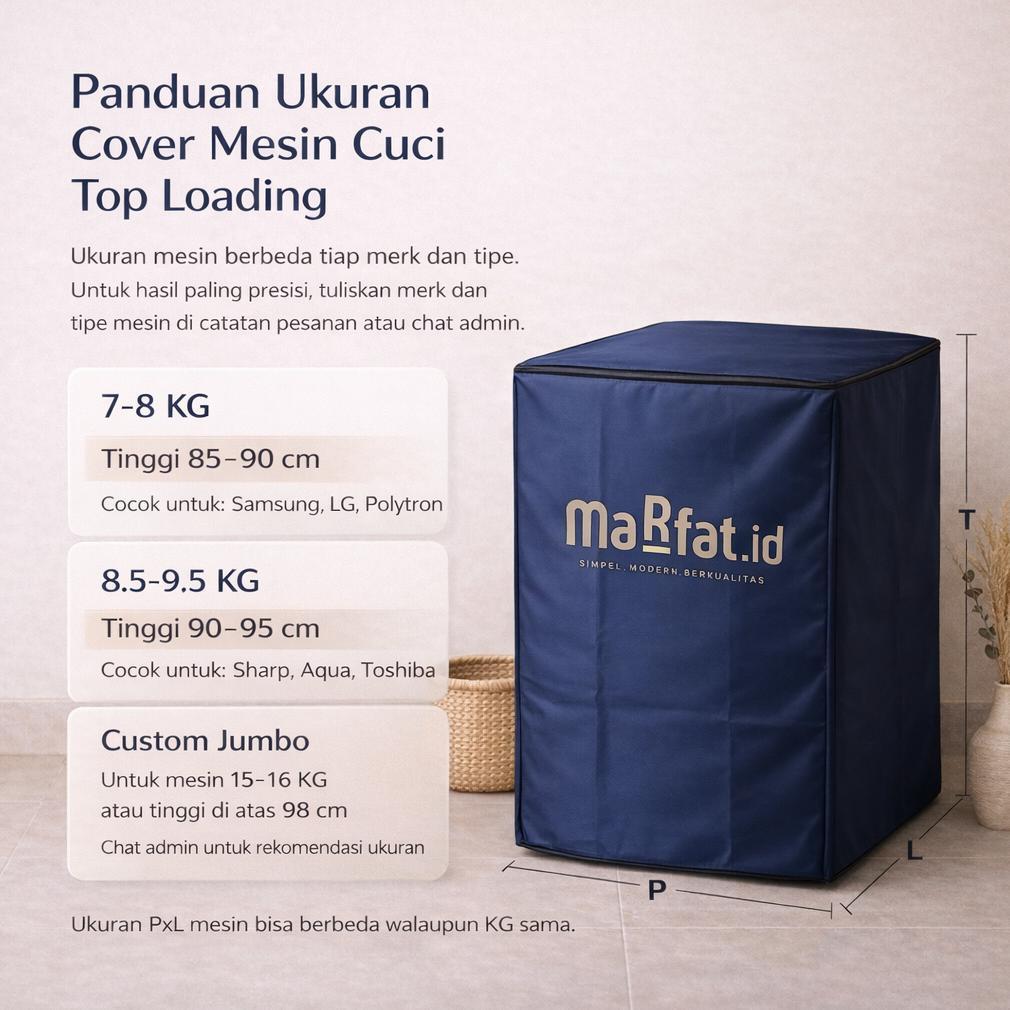 BESTPROMO Cover Mesin Cuci Top Loading Waterproof Sarung Anti Air Debu Panas Semua Merk (Samsung, Sh