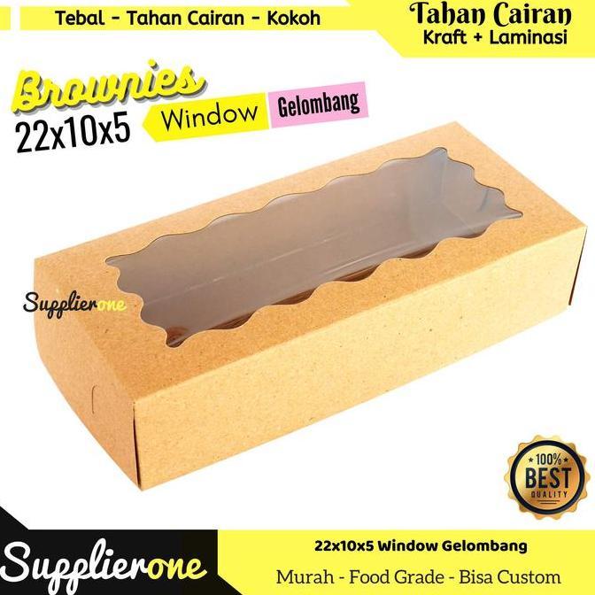 Xfood- Dus Brownies 22X10X5 Isi 25 Pcs / Box 22X10 / Dus Brownies 22X10X5 / Box Brownies Jendela / K