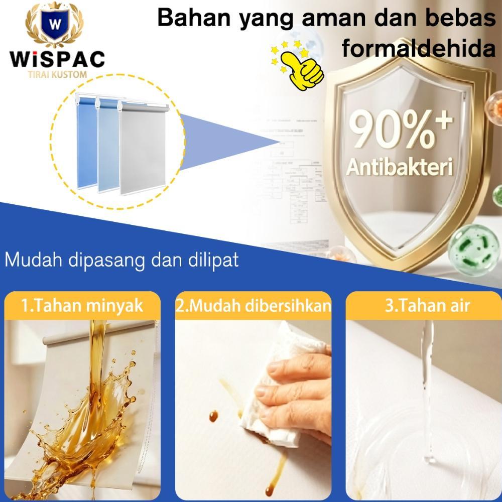 Gorden Jendela Aesthetic Panjang Roller Blind Jendela Semi Privasi 85% Tahan Air Penuh Ukuran 3X2.5M