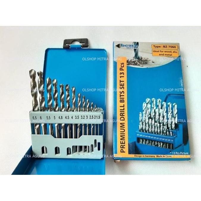 Benz Mata Bor Besi Set 13 Pcs 1.5 - 6.5Mm Mata Bor Besi Metal Set Hss Allshop