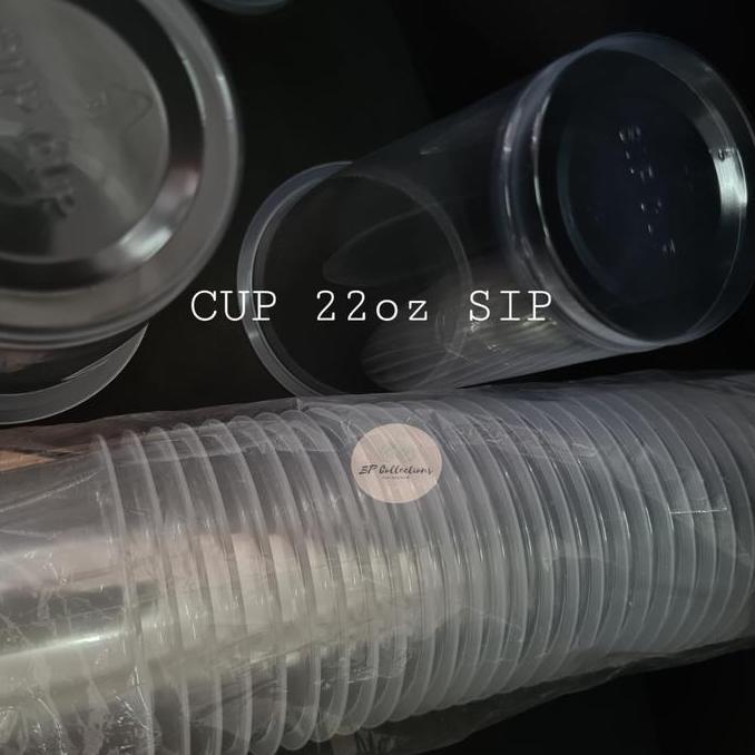 1 DUS 1000 pcs CUP 22 oz PLASTIK GELAS DATAR 22oz SIP GROSIR LA