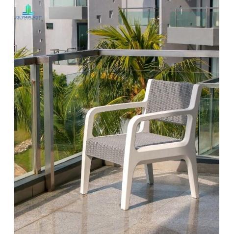 Olymplast Osc-R 1 Seater Kursi Sofa Santai Rotan Chair Plastik Kursi Taman Outdoor Plastik Motif Rot