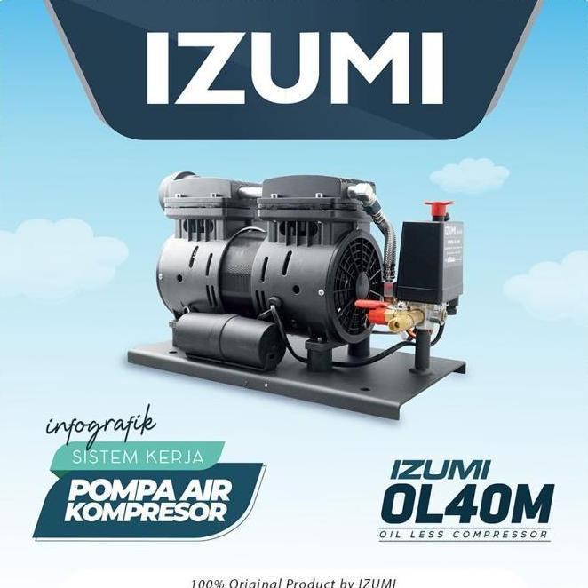Kompresor Izumi Silent Tanpa Oli OL-40M / NLG Pompa Air Compressor