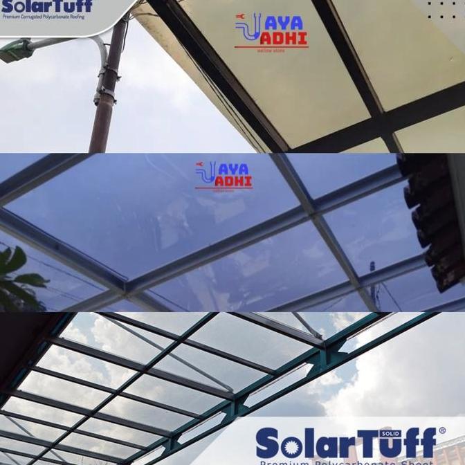 TERLARIS Solartuff GREY 1,2mm / SolarFlat Riben Atap Kanopi Policarbonate Solid Transparan UV Side g
