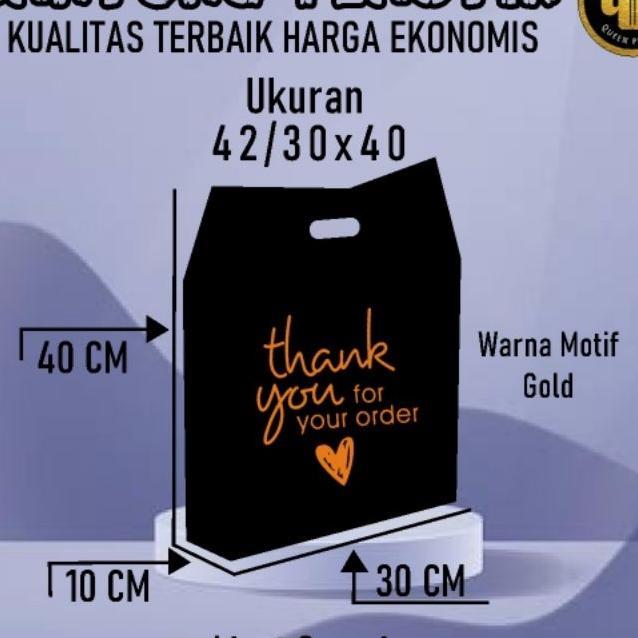 Kantong Plastik Pe Hitam Uk 42/30X40 Motif Thank You Lipatan Samping | Kantong Plastik Sepatu Anak |