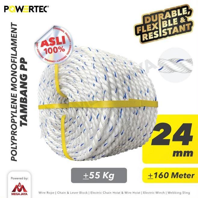 Powertec Tali Pp 24Mm X 200M Polypropylene Pp Mono Rope