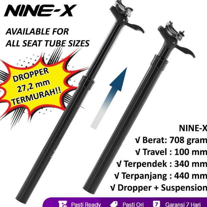 Nine-X Dropper 27,2 Seatpost + Suspension HybridMode Setpost Hidrolik Tiang Sadel Empuk Suspension S