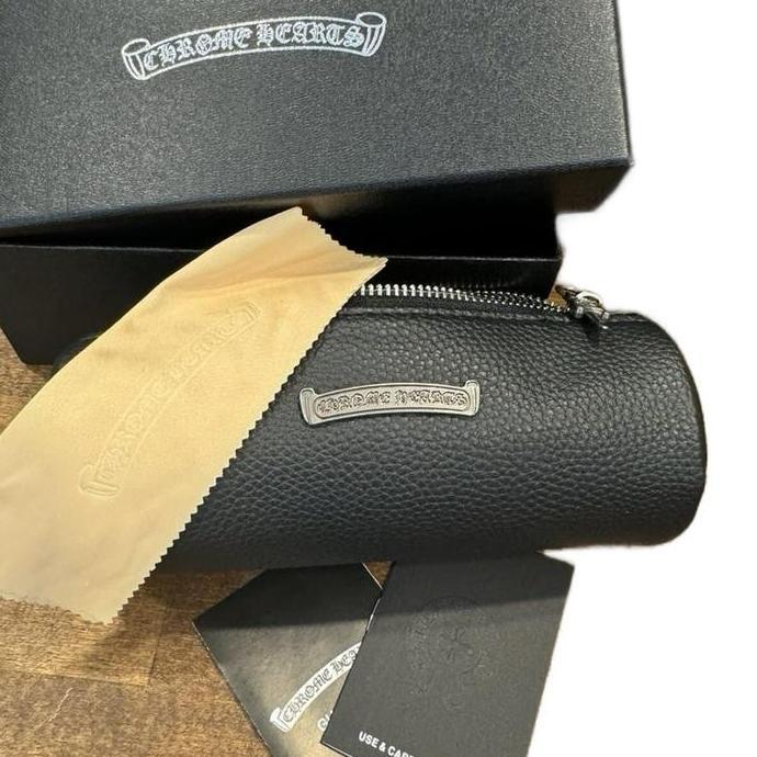 Sale Leather Case With Box Set Chrome Hearts Tempat Kacamata Logo Timbul Emblem Chrome Hearts