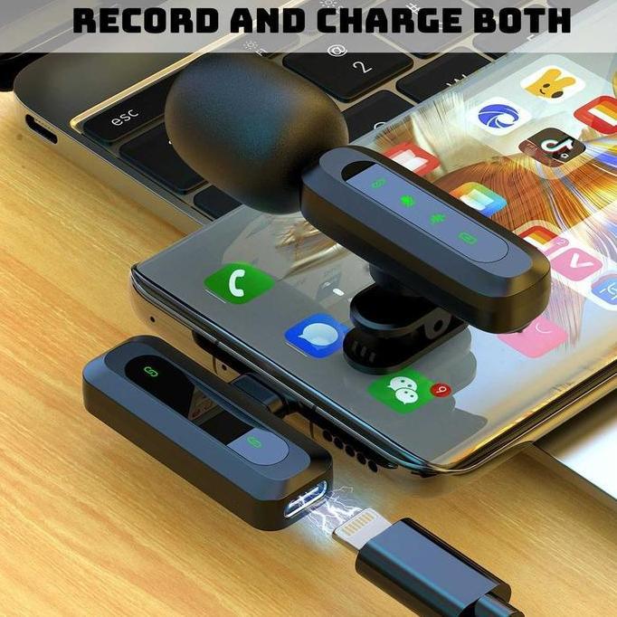Omagoedang - Mikrofon Mic Clip On Wireless Microphone Mini Noise Reduction 2in1 Mikrofon Vlog Live S