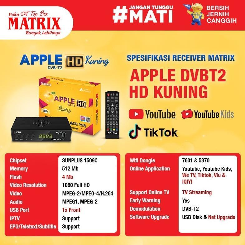 KAVELLEWORKS [COD] SET TOP BOX TV DIGITAL MATRIX APPLE DVBT2 / STB MATRIX / STB MATRIX APPLE MERAH /