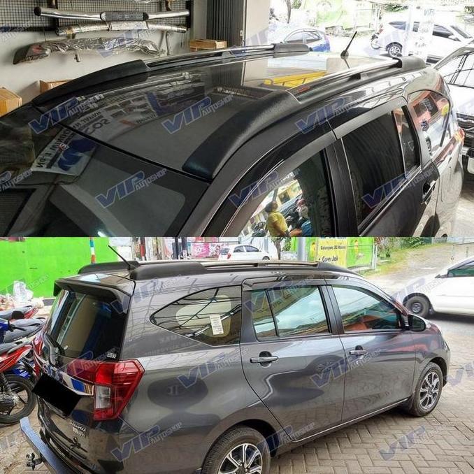 Toyota Calya & Daihatsu Sigra Sporty Roof Rail Variasi Atap Mobil Fiber Hitam Doff & Stainless Steel