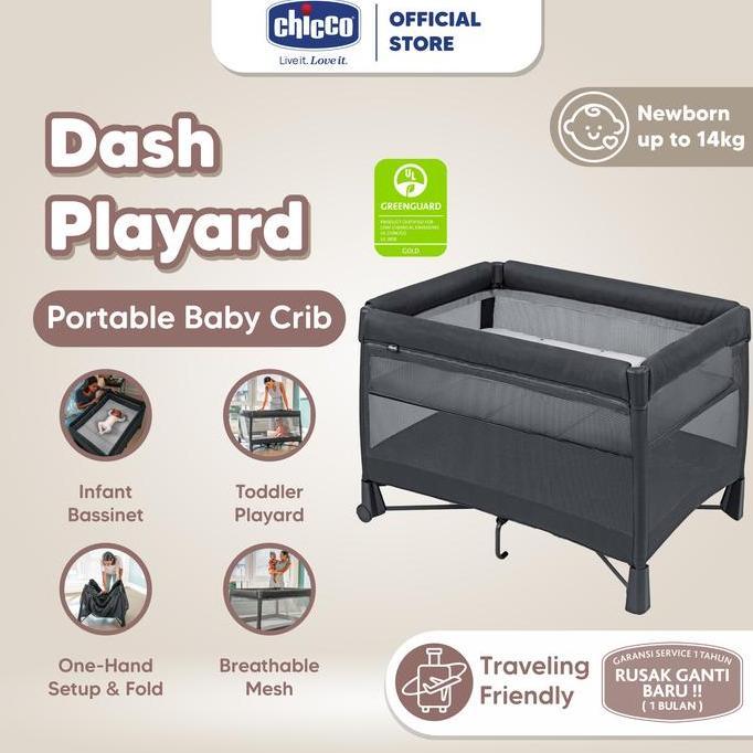 TERLARIS CHICCO DASH PLAYARD PORTABLE BABY CRIB / TEMPAT TIDUR BAYI / RANJANG KASUR BAYI PORTABLE TR