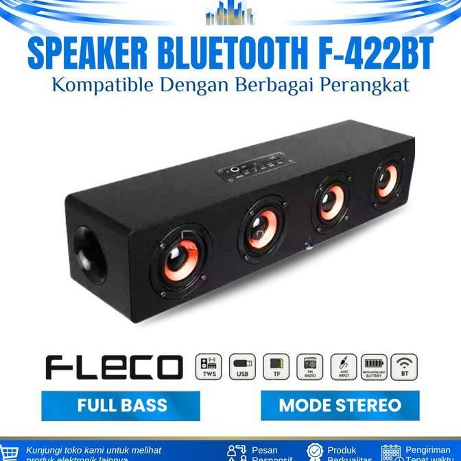 TERLARIS SPEAKER BLUETOOTH SUPER BASS FLECO F-422BT WIRELESS SPEAKER SOUNDBAR TV KOMPUTER SPEAKER PO