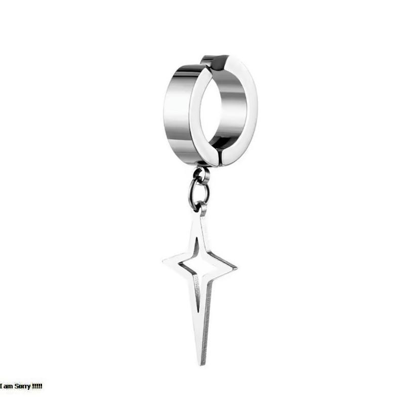 FLASH SALE ANTING TITANIUM PRIA TINDIK JEPIT MODEL COWOK KOREA CASUAL PILIHAN SILVER HITAM