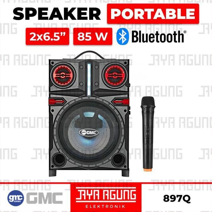 TERLARIS SPEAKER PORTABLE KARAOKE AKTIF BLUETOOTH FM RADIO MIC GMC 897Q 897 Q