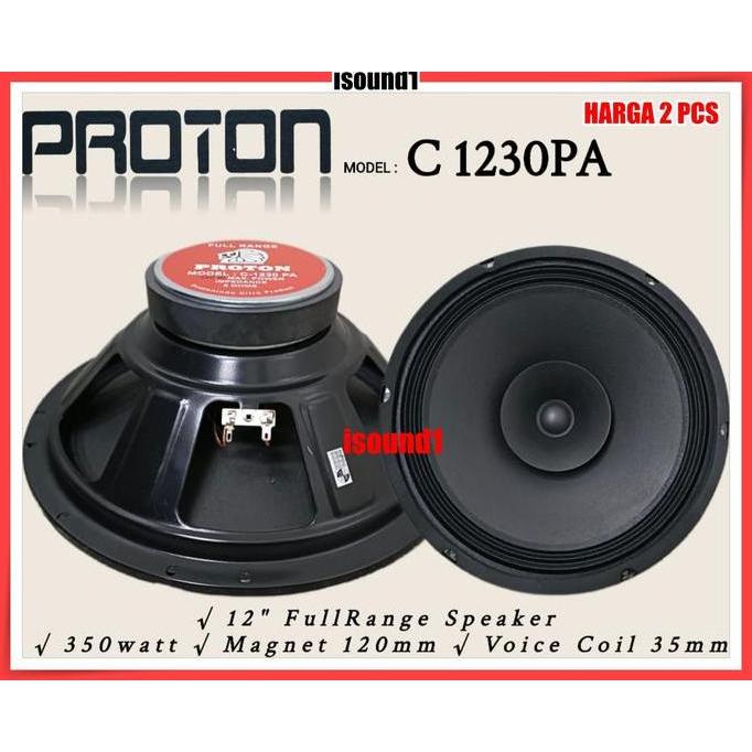 TERLARIS 2 PCS SPEAKER KOMPONEN PROTON 12 INCH C-1230PA C1230PA C 1230PA C 1230 PA FULL RANGE ORINAL