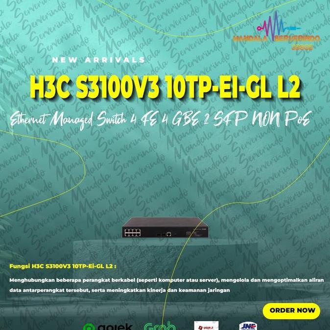H3C S3100V3 10TP-EI-GL L2 Ethernet Managed Switch 4 FE 4 GBE 2 SFP NON PoE