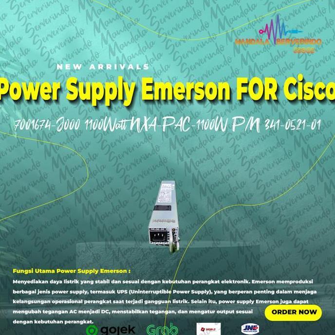 Power Supply Emerson 7001674-J000 1100Watt NXA-PAC-1100W P/N 341-0521-01 Power Supply FOR Cisco