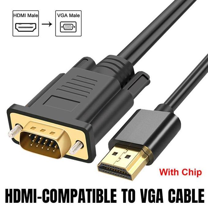 MORIFOYU HDM02 HDMI to VGA Cable 1080P Cable with Chip Audio Video Cable 1920 x 1080P (1.8m)