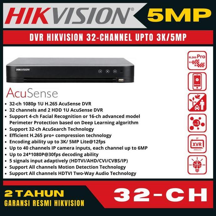 TERLARIS DVR HIKVISION 32 CHANNEL AUDIO SERIES SUPPORT 5MP 4MP 3MP 2MP 1.3MP 1MP