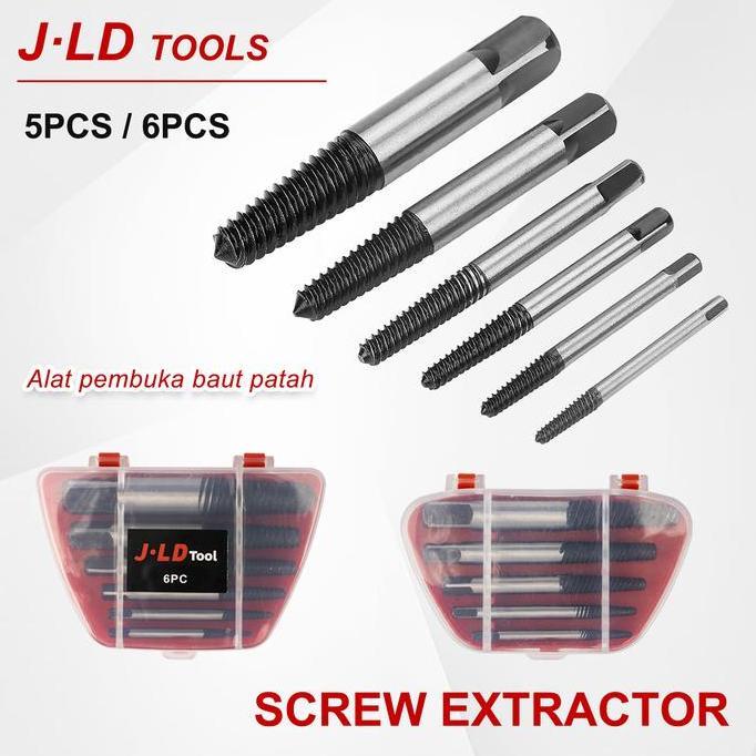 NUIFARM - JLD ALAT PEMBUKA BAUT PATAH 5PCS/6PCS SCREW EXTRACTOR SET MATA BOR PEMBUKA BAUT PATAH ALAT