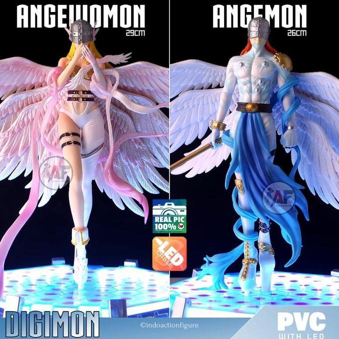 Aderizkyy77 - Statue Action Figure Digimon Angemon & Angewomon Moon Studio Design Recast with LED