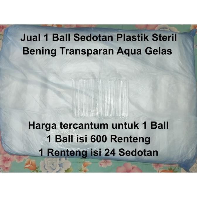Jual 1 Ball Sedotan Plastik Steril Aqua Gelas Kecil Mini Cup Renceng Renteng Putih Bening Transparan