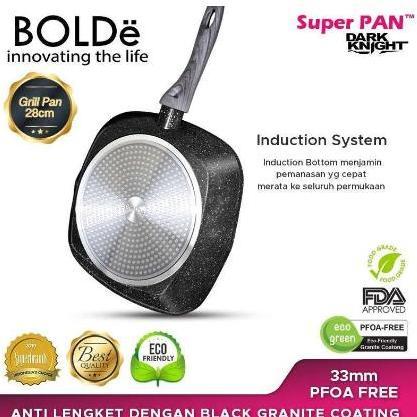 TERMURAH - Bundling hemat BOLDe Grill Pan 28 cm+Wok Pan 24 cm Dark Knight Set Alat Masak Granite Ant