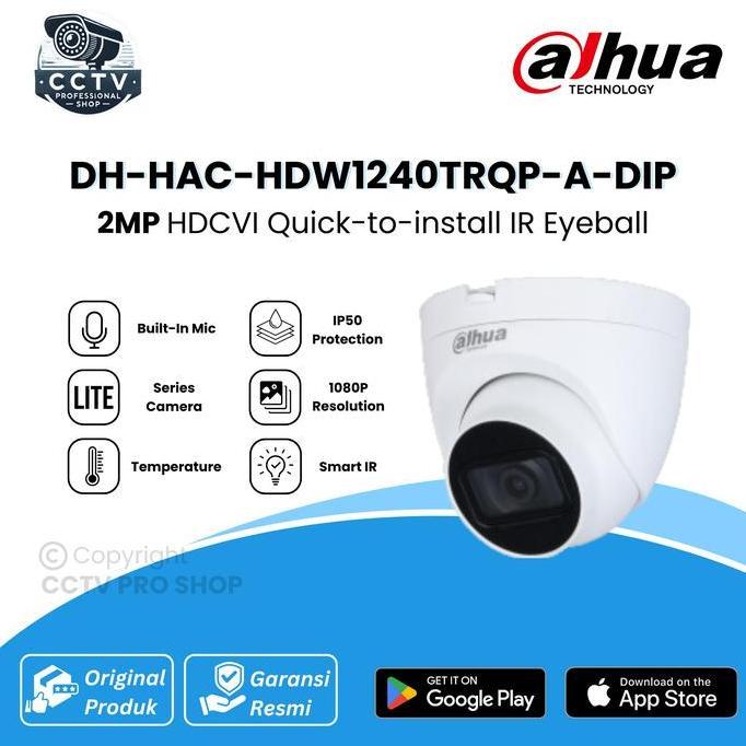 TERLARIS DAHUA CCTV CAMERA INDOOR DH-HAC-HDW1240TRQP-A-DIP 2MP 10P BUILT-IN MIC (AUDIO) IR CAMERA IN