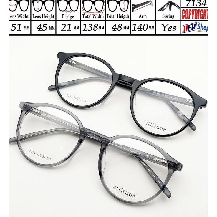 kacamata original ATTITUDE half frame kacamata minus bulat unisex