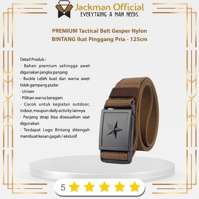 PREMIUM Tactical Belt Gesper Nylon BINTANG Ikat Pinggang Pria - 125cm