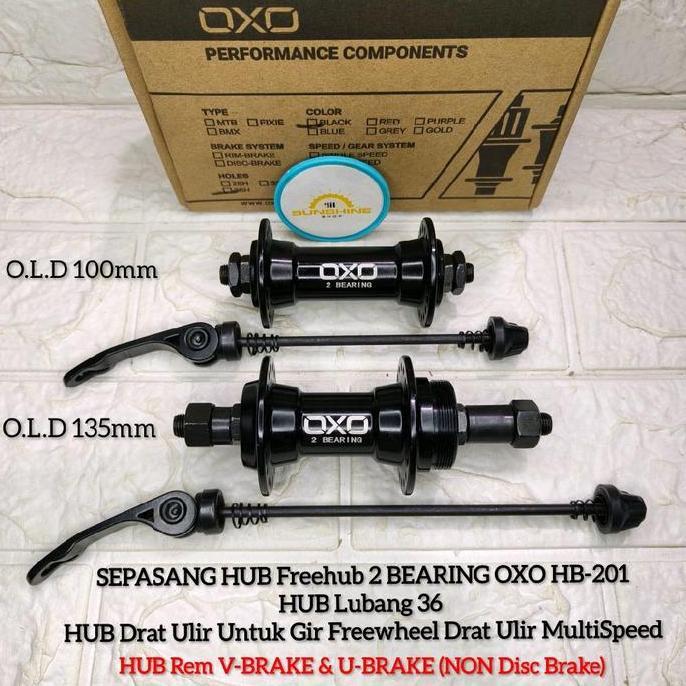 Hub 36H OXO HB201 HB810 BEARING QR Alloy DRAT ULIR Gir Freewheel Tumpuk MultiSpeed Sepeda MTB Federa