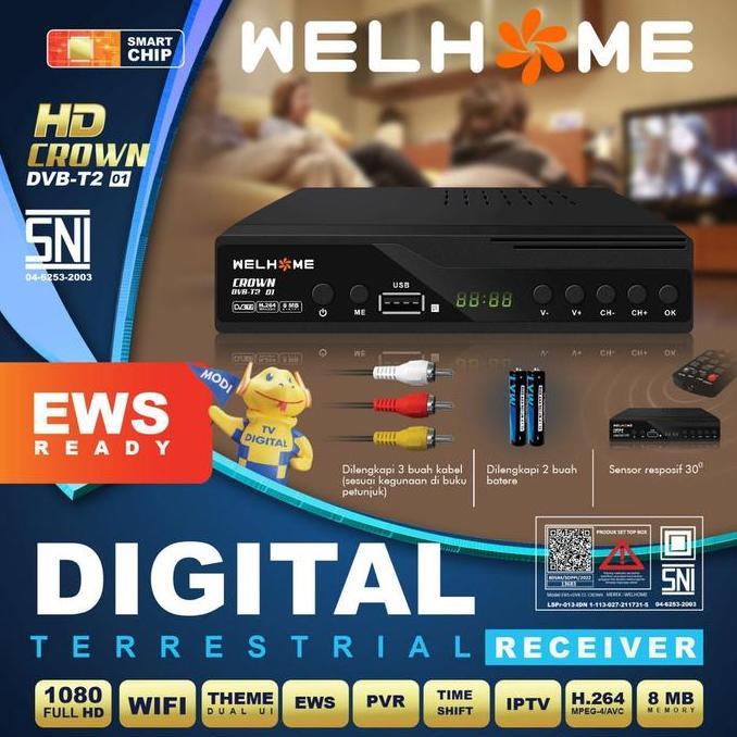 SET TOP BOX TV DIGITAL WELHOME DVB T2 EWS / SET BOX TV DVB T2 ORIGINAL