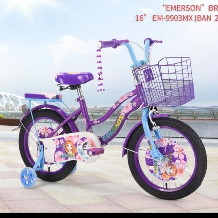 Sepeda Anak Mini Perempuan 12" Emerson keranjang besi murah