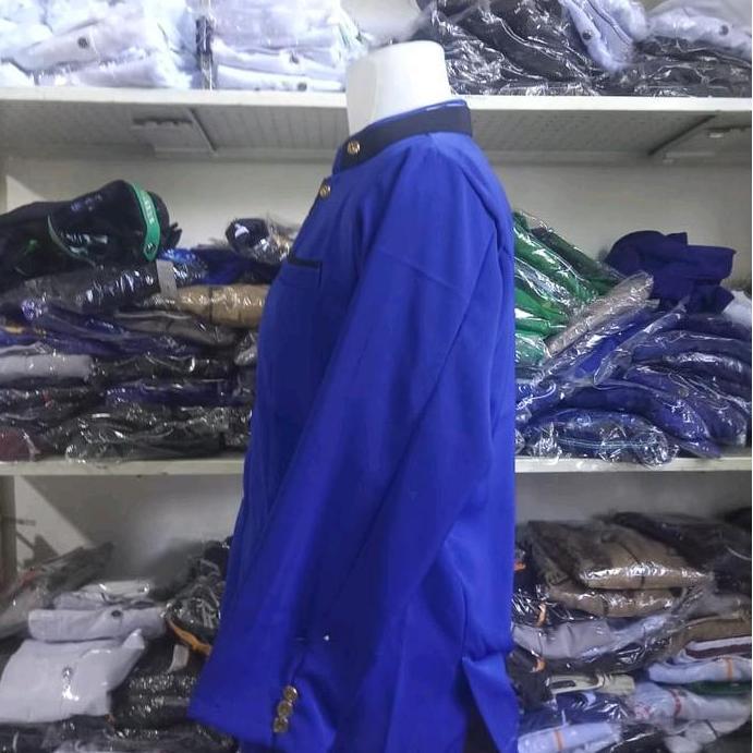 jasko atau baju koko semi jas warna biru lis dan polos