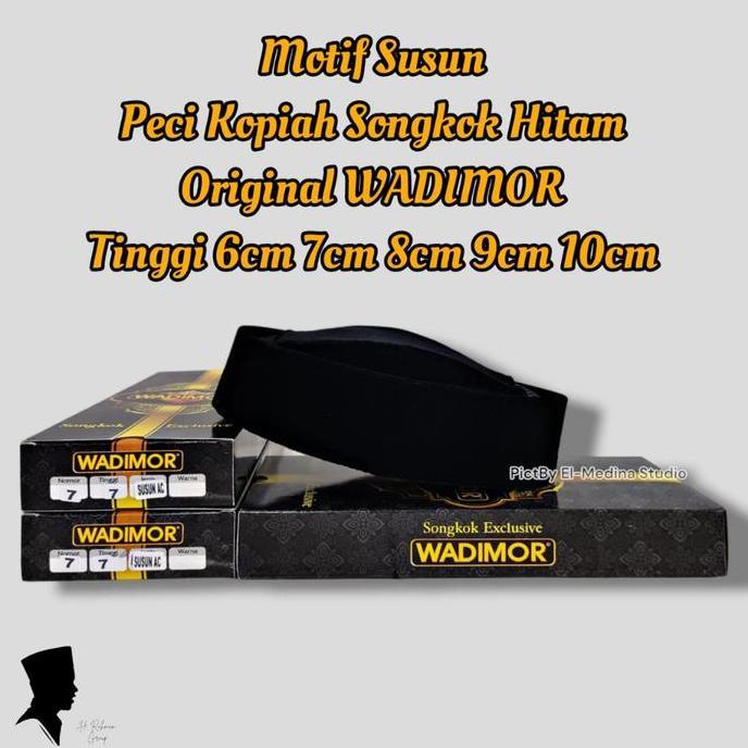 Wadimor Peci Kopiah Hitam Motif Susun Ac Tinggi 6cm 7cm 8cm 9cm 10cm Muslim Songkok Dewasa Bordir