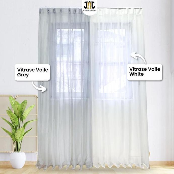 Vitrase Polos Minimalis Pelapis Gorden Voile Kain Putih Transparan -Cg